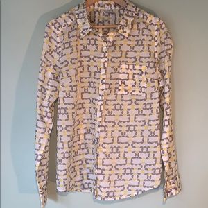 Halogen Geometric Print Blouse - Yellow and Gray